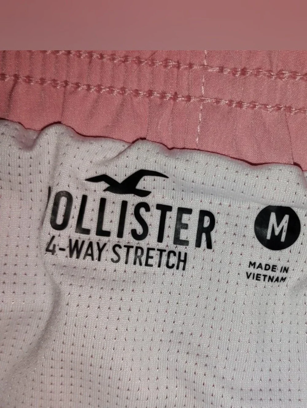 Hollister Men's Pink 4-Way Stretch Swim Trunks - Size Medium